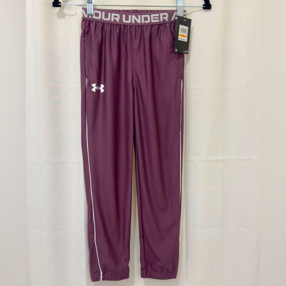 Under Armour Maroon Little Girls Play Up Track Pants with Pockets   Size 6X. NWT